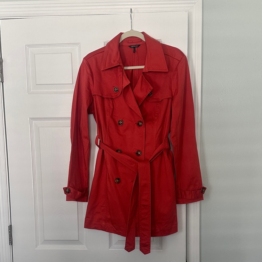 Daisy Fuentes Vibrant Orange Trench Coat